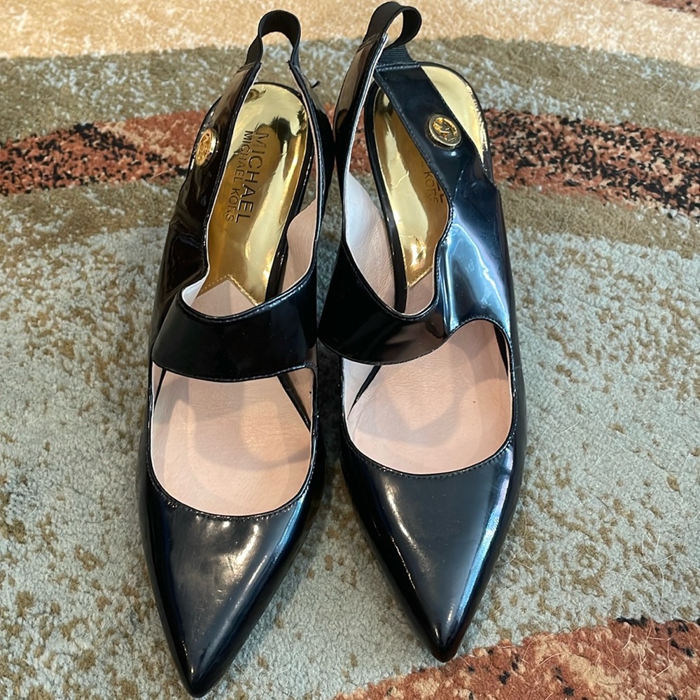 Black patent leather, Michael Kors sling back